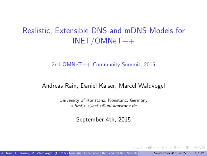 realistic extensible dns and mdns models for inet omnet