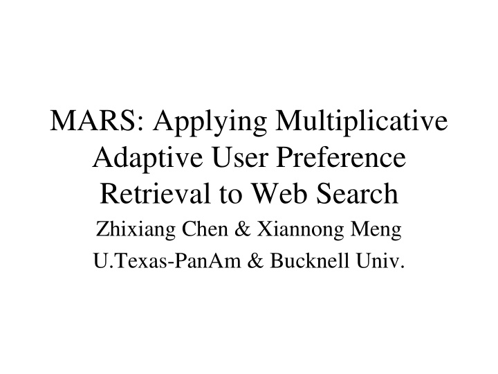 mars applying multiplicative adaptive user preference