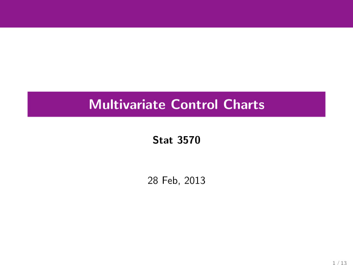 multivariate control charts