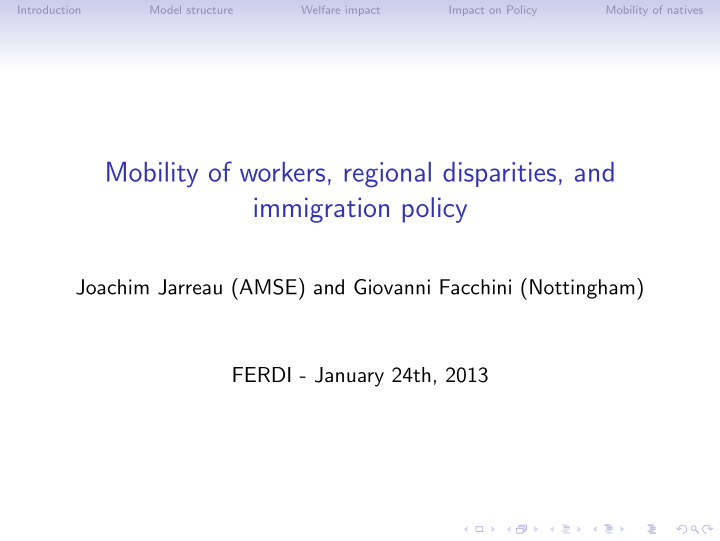 mobility of workers regional disparities and immigration