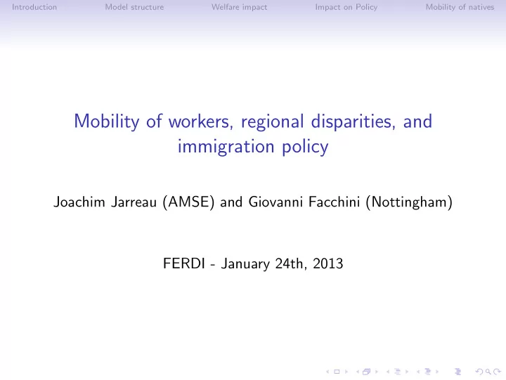 mobility of workers regional disparities and immigration
