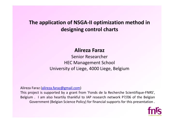 the application of nsga ii optimization method in