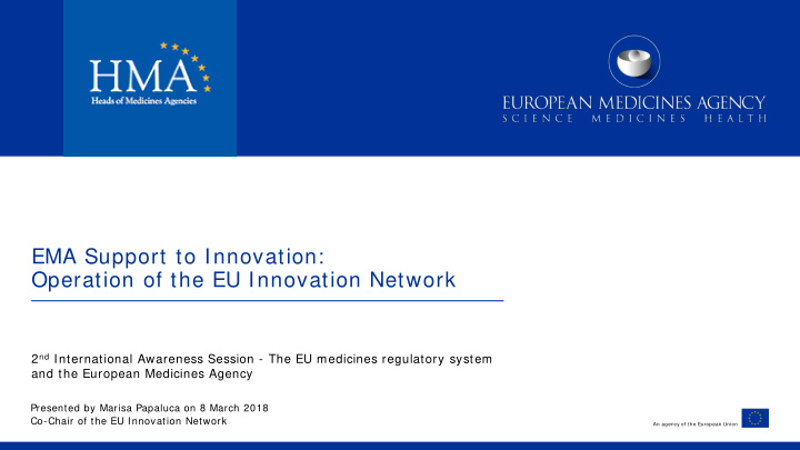 ema support to innovation operation of the eu innovation
