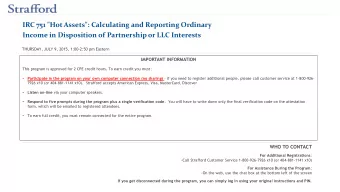 IRC 751 &quot;Hot Assets&quot;: Calculating and Reporting Ordinary Income in Disposition of