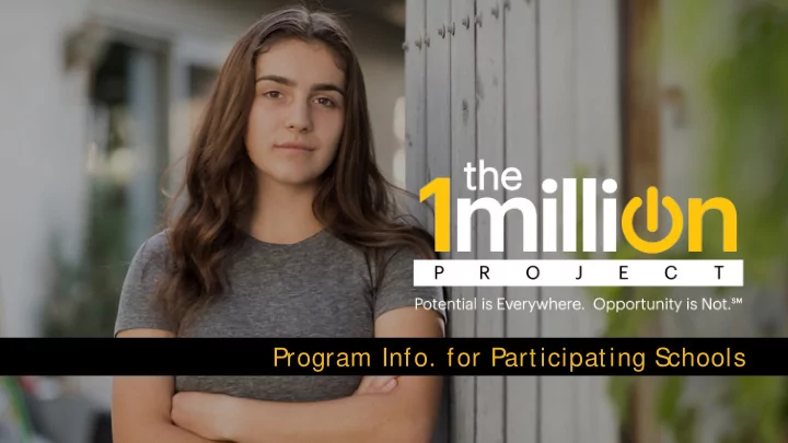 program info for participating s chools