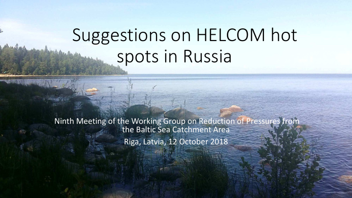 suggestions on helcom hot spots in russia