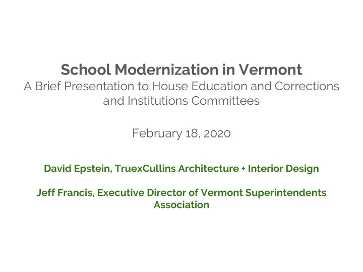 school modernization in vermont