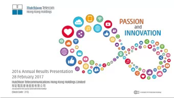 2016 Annual Results Presentation  28 February 2017  Disclaimer Potential investors and shareholders