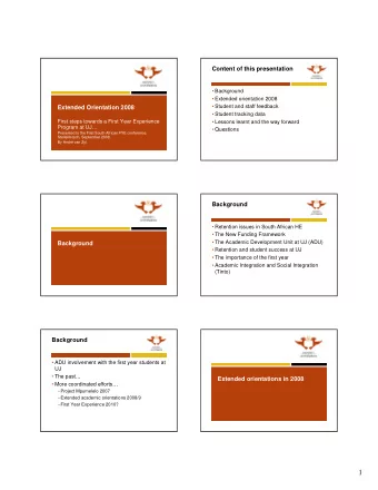 1  Academic orientations 2008  Basic Implementation Principles   Academic orientations