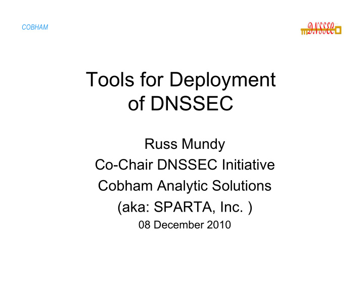 tools for deployment of dnssec