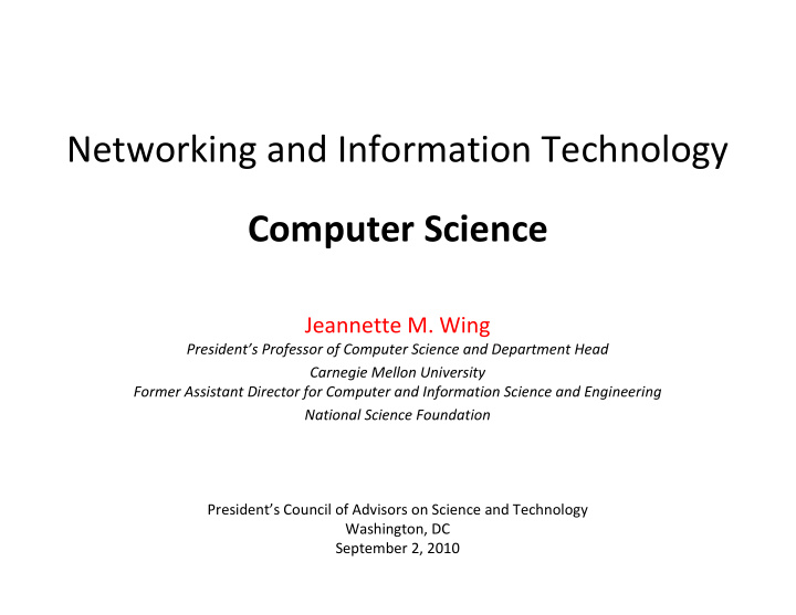 networking and information technology computer science