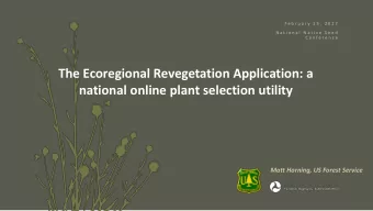 national online plant selection utility  Matt Horning, US Forest Service  Pollinator health task