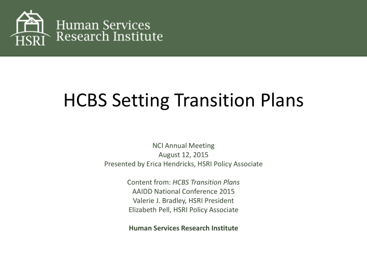 hcbs setting transition plans