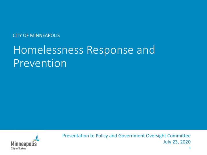 homelessness response and prevention