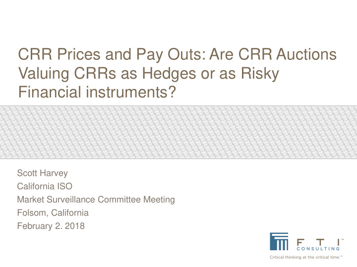 valuing crrs as hedges or as risky
