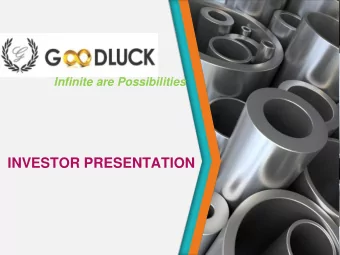 INVESTOR PRESENTATION  SAFE HARBOR  Some of the statements in this document that are not historical