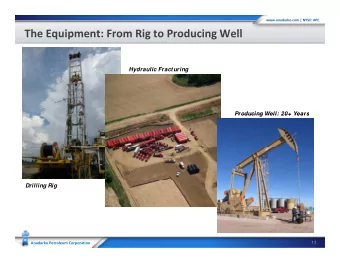 The Equipment: From Rig to Producing Well  Hydraulic Fracturing  Producing Well: 20+ Years