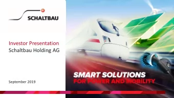 Investor Presentation  Schaltbau Holding AG  September 2019  Sep 2019  Executive Board  Investor