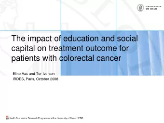 The impact of education and social  capital on treatment outcome for  patients with colorectal