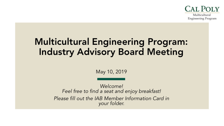 multicultural engineering program industry advisory board