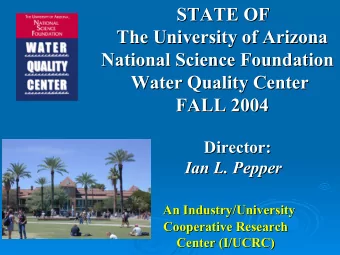 STATE OF  STATE OF  The University of Arizona  The University of Arizona  National Science