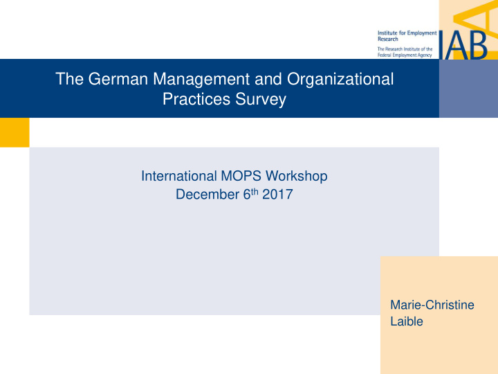 the german management and organizational practices survey