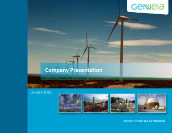 Company Presentation  January 2016  Strictly Private and Confidential  Disclaimer These materials