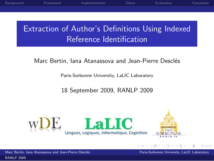 extraction of author s definitions using indexed