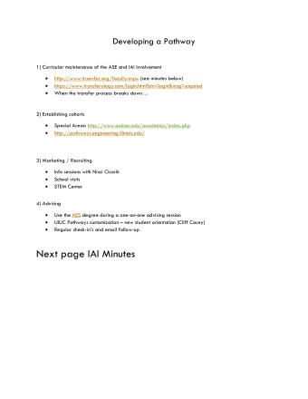 Minutes for IAI [Major] Engineering Panel  October 22, 2015 10:00 am  ICCB Office, Springfield IL