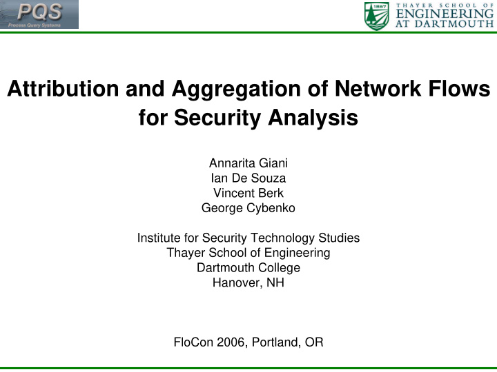 attribution and aggregation of network flows for security