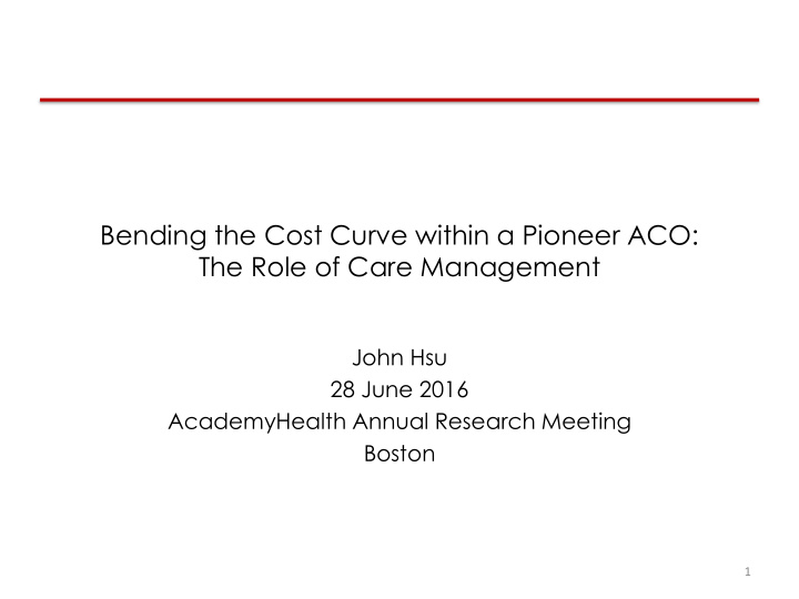 bending the cost curve within a pioneer aco