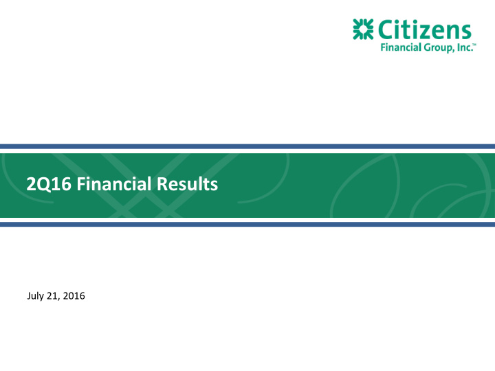 2q16 financial results