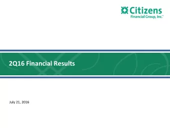 2Q16 Financial Results  July 21, 2016  Forward-looking statements  This document contains