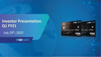 Investor Presentation  Q1 FY21 July 20 th , 2020  1  Performance Highlights (Q1 FY21)   PAT