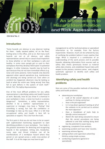 Introduction management to call for technical advice or specialized &quot;Some hazards are obvious