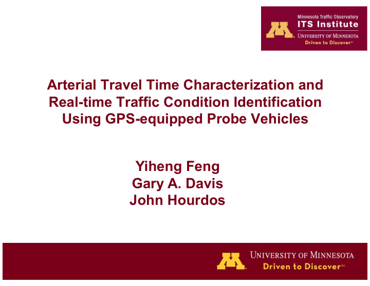 arterial travel time characterization and real time