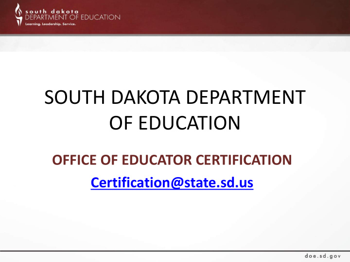 south dakota department