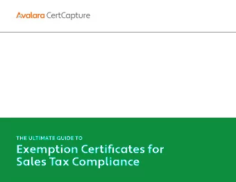 Exemption Certificates for  Sales Tax Compliance  Contents Introduction