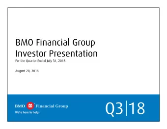 Q3  18  1 Investor Presentation  August 2018  Forward looking statements &amp; non-GAAP measures