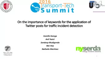 On the im  importance of keywords for the applic  lication of  Twit  itter posts for traffic in