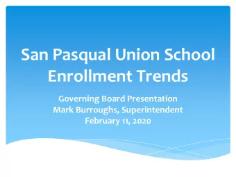 San Pasqual Union School  Enrollment Trends  Governing Board Presentation  Mark Burroughs,