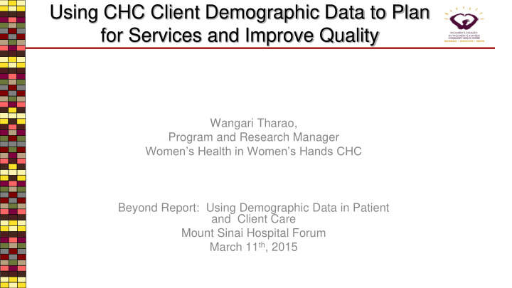 using chc client demographic data to plan for services