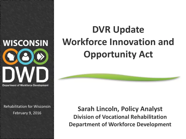 dvr update workforce innovation and opportunity act