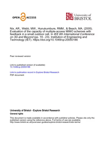 feedback in a small outdoor cell. In IEE 6th International Conference on 3G and Beyond (pp. 19 -