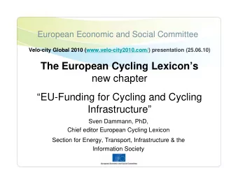The European Cycling Lexicons  new chapter  EU-Funding for Cycling and Cycling
