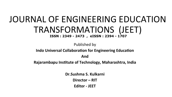 journal of engineering education transformations jeet