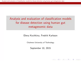 Analysis and evaluation of classification models  for disease detection using human gut