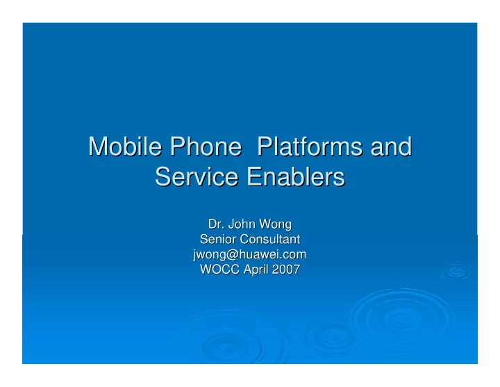 mobile phone platforms and mobile phone platforms and