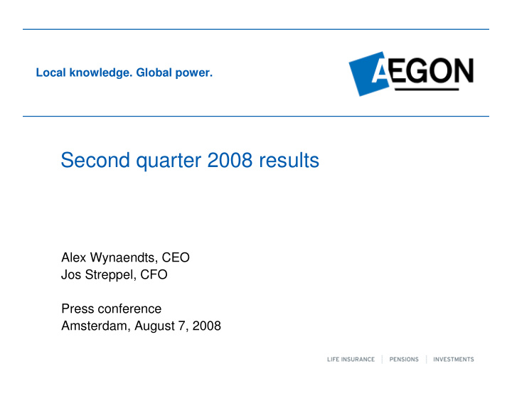 second quarter 2008 results