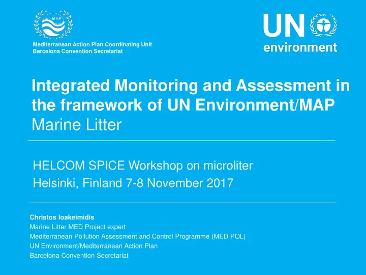 integrated monitoring and assessment in the framework of